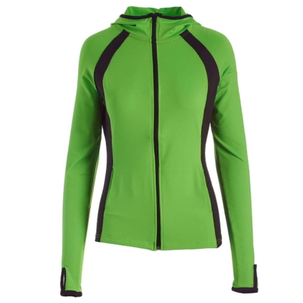 𝐍𝐄𝐎𝐍 Green Hoodie Jacket+Black Leggings - Picture 4 of 9